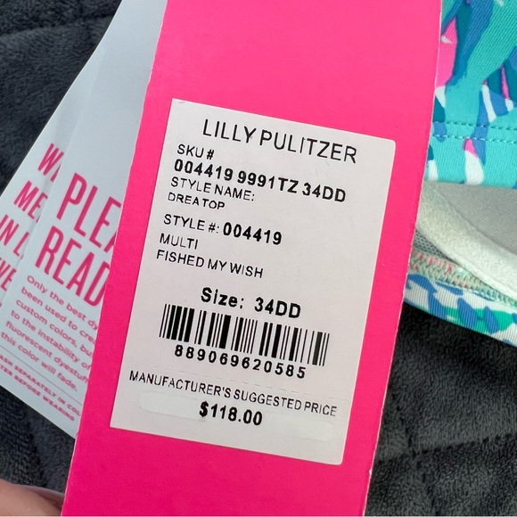 Lilly Pulitzer Bikini Top Swim 34DD Drea Fished My Wish Lined Multiway Straps - Picture 4 of 6